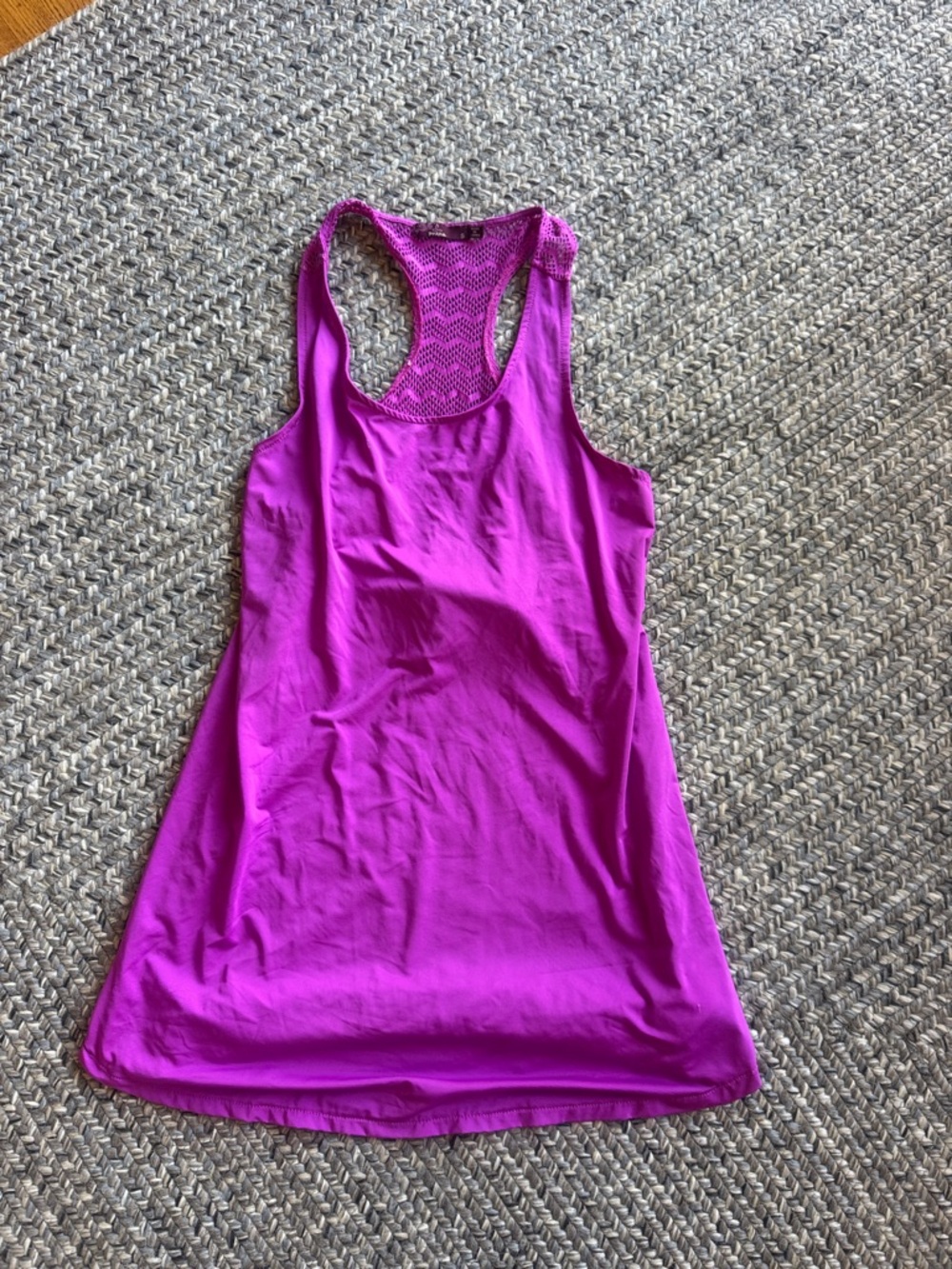 Prana Crochet-Back Racer Tank Swim Coverup in Bright Fuchsia